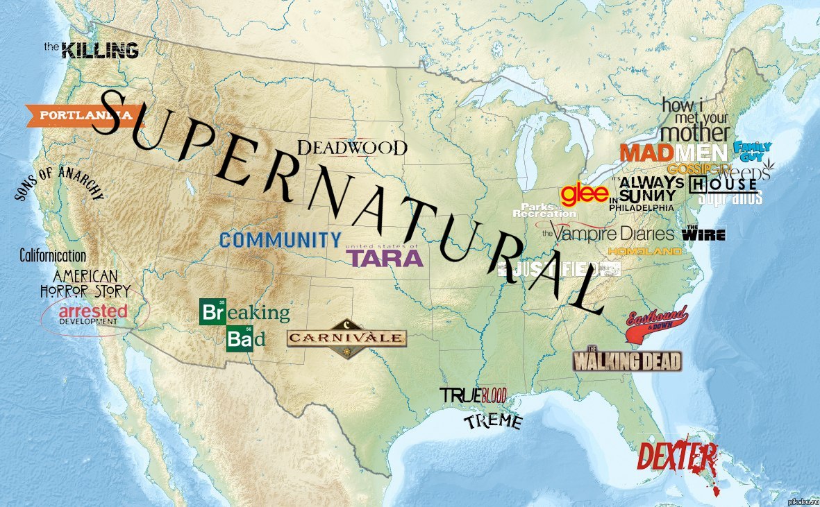 Mapa de los United States of Television – La mirada del replicante